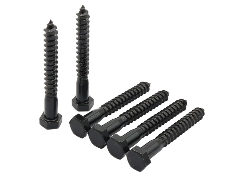 LBY 7pcs Lag Screws, 3/8" x 3" Hex Head Lag Screws Bolts (with Washers), Heavy-Duty Wood Screws for Decking & Structural Fastening, 304 Stainless Steel, (Black) - Image 1